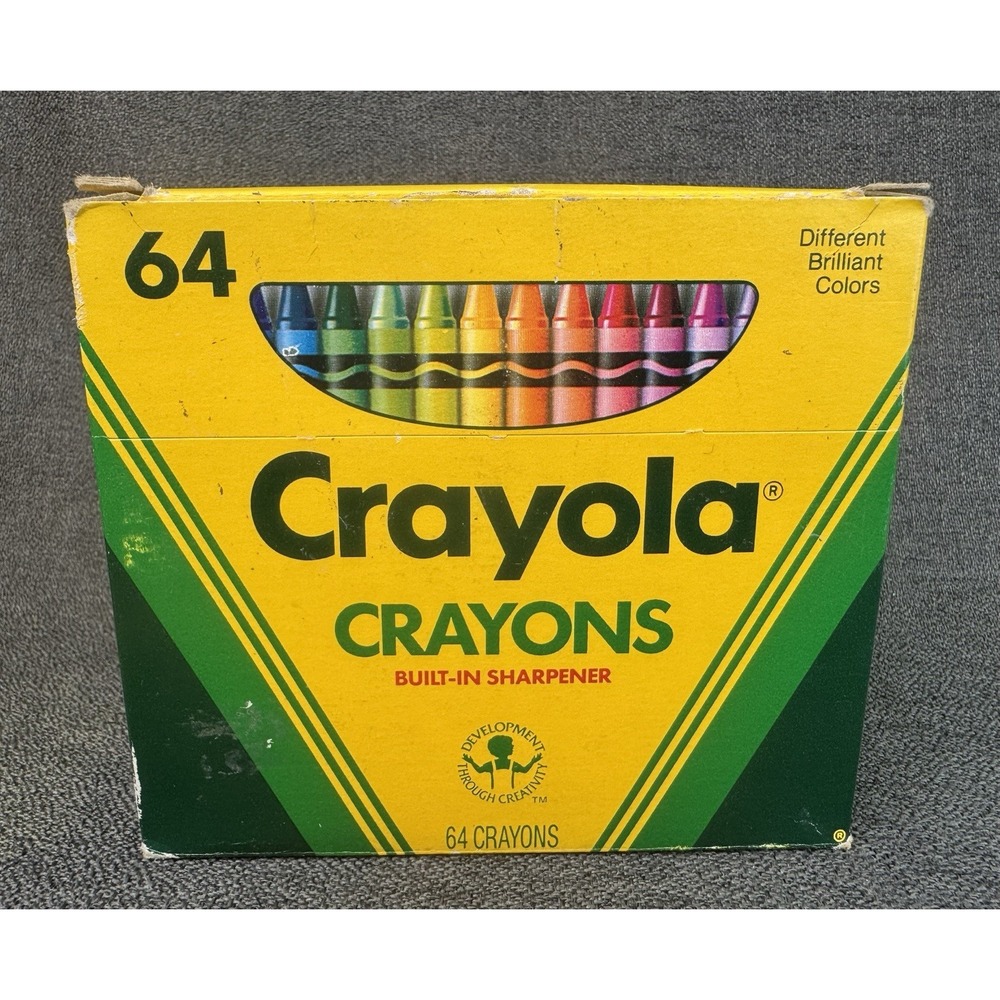 1988 Crayola Crayons 64 Count With Sharpener Binney & Smith Unused New In Box